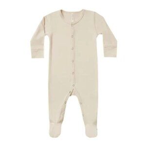 Quincy Mae Baby Footed Onesie 3-6M Long Sleeve Snap Closure Organic Cotton Unise
